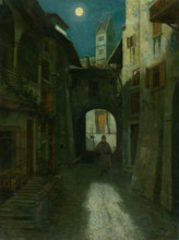 Night Watch in the Old Town (Zell am See?), 1880-1900.