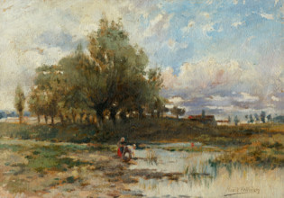 Landscape with pond, 1890-1900.