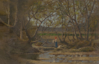 Girl by a brook, 1900-1910.