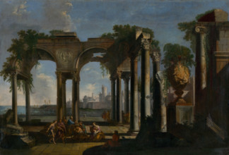 Saint Paul preaching in Campagna, 1730-1740. Probably by Giovanni Paolo Pannini.