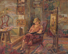 Visit in an Atelier, around 1923.