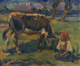 A Little Girl with a Cow, around 1937.