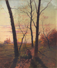 Sunset in Pezinok, around 1905.