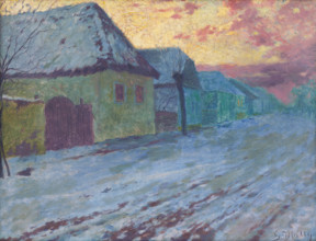 Sunset in Pezinok, around 1905.