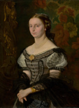 Portrait of Terézia Ujházy (née Prissnitzová), 1868. Woman wearing a pearl necklace and a