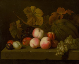 Still Life with Peaches, Grapes, Plums, and Melon, around 1710.