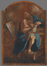 St. Mark the Evangelist, 1790-1820. The saint uses a quill pen to write his gospel.