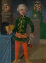 Imrich Horváth-Stancic in his fourth year, 1750. Boy in military uniform holding a sword