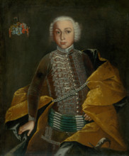 Portrait of Baron Johann Revay as a boy, c1750. Young nobleman wearing a coat embroidered with