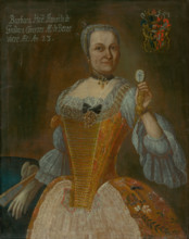 Portrait of Barbora Horváthová-Stancicová holding a watch, aged 23, c1759. (Alternative name: