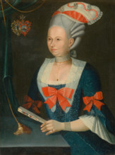 Portrait of a Woman in a Wig with a Fan, 1780-1790.