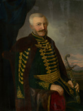 Portrait of J. Szmrecsányi, c1844. Military man wearing uniform with gold frogging.
