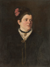 Portrait of a woman with a pink bow, 1880.