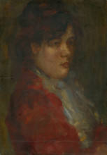 Portrait of a young woman in red, 1905-1910.
