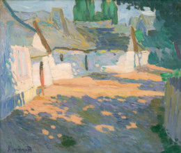 In the morning sun, (village courtyard), c1910.