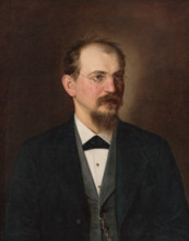 Portrait of MUDr. Michal Mandelík, 1884. 'MUDr.' is a Czech and Slovak abbreviation that translates