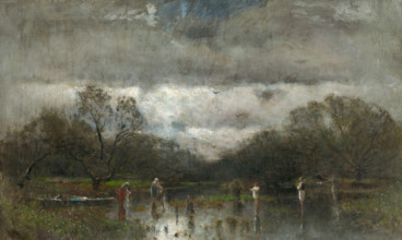 Landscape with Washerwomen and Fishers, 1878-1880.
