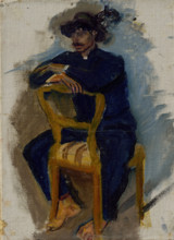 Dandy Seated on a Chair in the Biedermeier Style, 1910-1914.