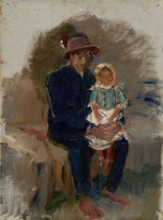 Seated Gypsy with a Girl on his Knees, 1910-1914.