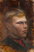 Head study of a village farmhand, 1880-1900.