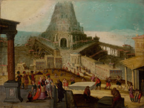 The Building of the Tower of Babel, 1600-1620. Biblical scene.