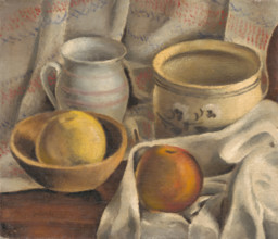 Still Life with Ceramic Pots and Apples, 1925-1927.