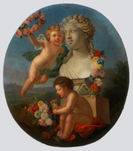Decorative Panel with a Bust, Angels and Flowers, 1776.
