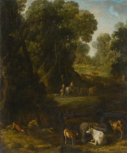 Forest Interior with Travellers and Cattle Herdsmen, around 1770.