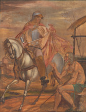 St. Martin, 1840-1860. The saint cuts his cloak in two with his sword and gives one half to a naked