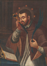 St. John of Nepomuk, 1785-1800. The saint kisses a crucifix in his right hand, and holds a palm