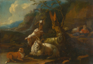 Goats and shepherdess, 1680-1700.