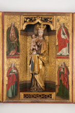 Altar Cabinet with Painted Division: St. Dorothy, St. Agnes, St. Ursula, St. Lucia, 1510-1520.