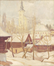Winter scene in Helpa, 1936.