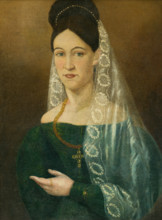 Portrait of a woman in a white veil, 1840-1850.