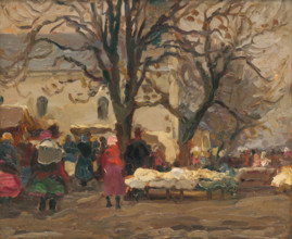 Market in front of the church, 1920-1928.
