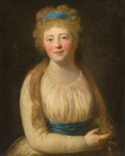 Portrait of a Woman in Pale Clothes with a Blue Ribbon in her Hair, 1780-1800.