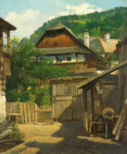 Old Kremnica, 1880-1900. Rural scene in Slovakia.
