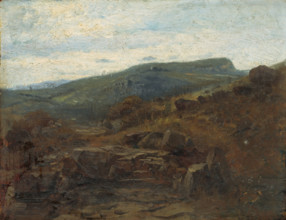Landscape near Kremnica, 1880-1900. Rural scene in Slovakia.