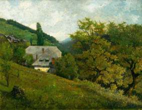 Landscape near Kremnica, 1894. Rural scene in Slovakia.