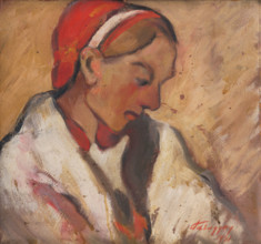 Woman in a red bonnet, 1931.