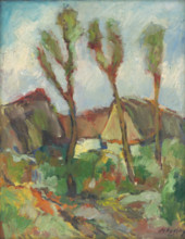 Sketch - landscape with poplars, 1933.