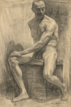 Study of a seated male nude, 1910.
