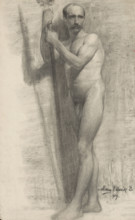 Study of a man leaning on a stick, 1909.