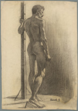 Study of a man holding a pillar, 1910-1920.