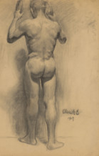 Study of a standing man by the circles, 1907.