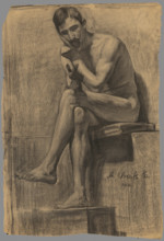 Study of a seated man with a crossed leg, 1910.