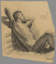 Study of a seated man leaning against a wall, 1911.