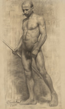 Study of a standing man with a stick in his hand, 1910-1920.