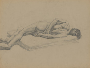 Study of a reclining male nude, 1910-1920.