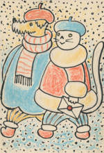 5. Talking about a dog and a cat, around 1928. Additional Info: Illustrations for the book - Josef